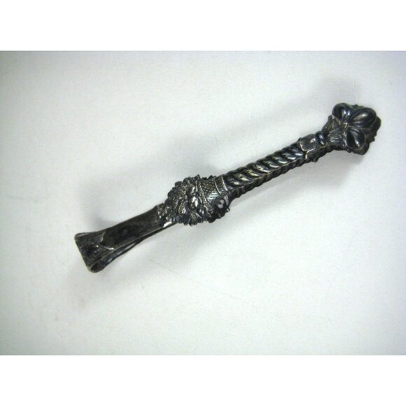 Antique Silver Ornate Sugar Tongs Floral Twisted Rope Design Cornucopia Urn - Picture 4 of 8